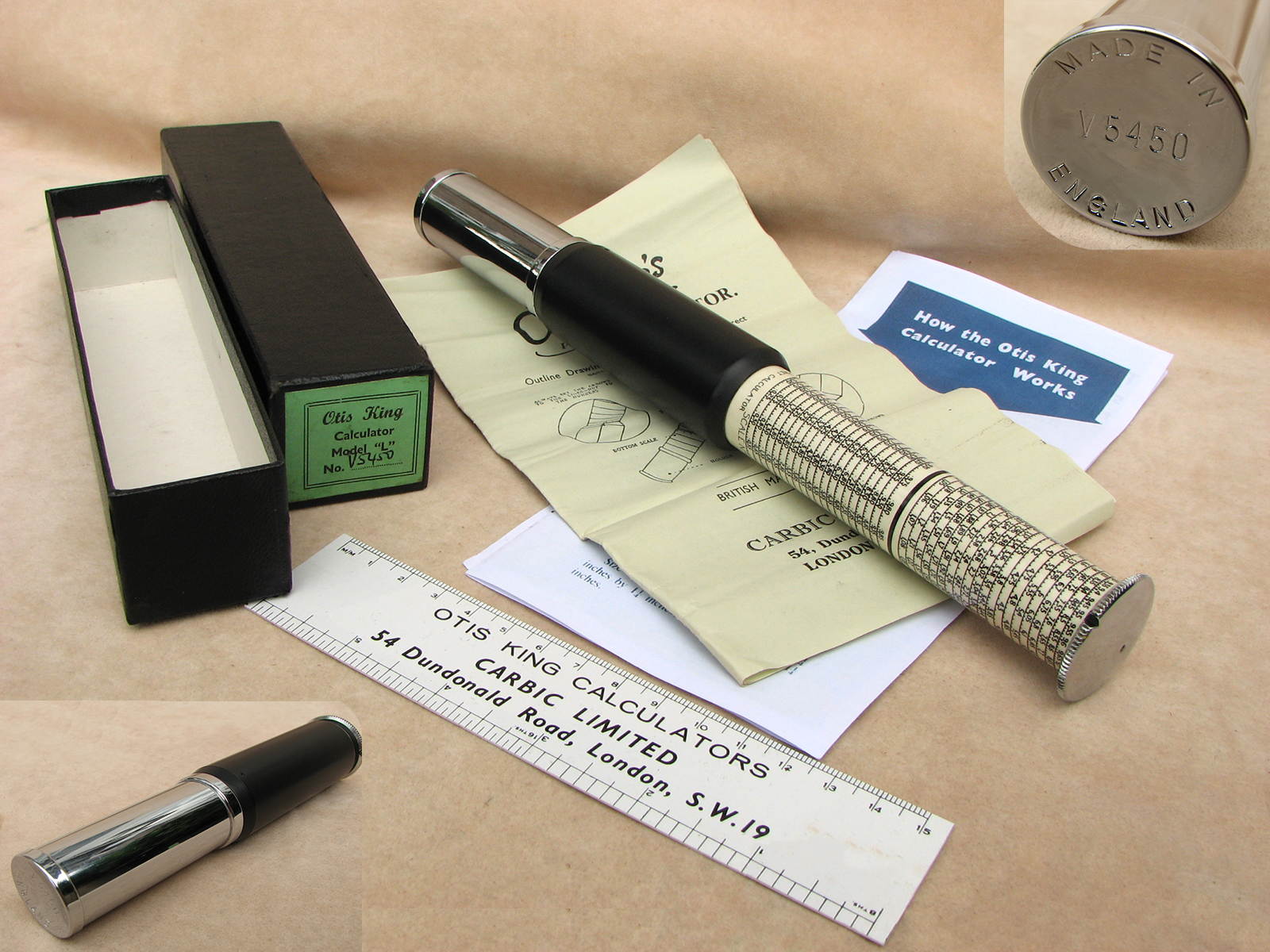 Fowler's Jubilee Magnum Extra Long Scale calculator in presentation case